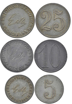 АВСТРИЯ ЛОТ ИЗ 3 МОНЕТ (5, 10, 25 ГЕЛЛЕРОВ) ND ЛАГЕРНЫЕ ДЕНЬГИ, ЛАГЕРЬ ИТАЛЬЯНСКИХ ВОЕННОПЛЕННЫХ GENOVA, ПЕРВАЯ МИРОВАЯ ВОЙНА, НОТГЕЛЬД, ЛАГЕРГЕЛЬД, PRINCIONIERI DI GUERRA цинк N5-69