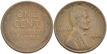 США 1 цент 1944 Линкольн KM А132 медь цинк 218-153