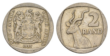 ЮАР 2 ранда 1995 KM 139 медь плакированная никелем 4626-1151