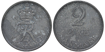 Дания 2 эре 1964 KM 840 цинк 77-347