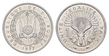 Джибути 1 франк 1977 KM 20 алюминий UNC 4671-141