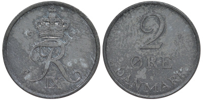 Дания 2 эре 1964 KM 840 цинк 77-347