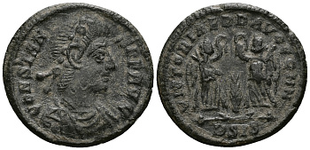 Римская Империя нуммий 347 - 348 Констант VICTORIAE DD AVGGQ NN Сисция Good Very fine (степень редкости С2) RIC 195 бронза 1073-6-65