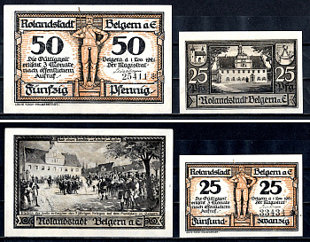 Бельгерн (Пруссия, Саксония) полный набор из 2 нотгельдов (25 и 50 пфеннигов) 1921 Mehl Grabowski 70.1 бумага UNC (пресс) 7556-48-1-2