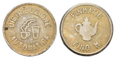 Италия жетон для выдачи напитков - кофе диаметр 23,5 мм, вес 7,6 гр нержавеющая сталь 4670-951