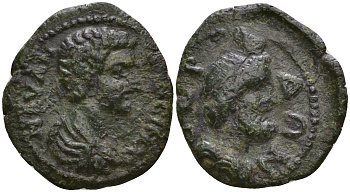 Римская Империя, Провинция Фракия, Сердика AE 198 - 217 Каракалла, бюст императора / бюст Сераписа Mouchmov 4832 бронза 1100-7-83