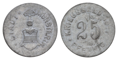 Мюнстер 25 пфеннигов 1917 Funck 350.2A, Men18 22667.3 цинк 4659-365