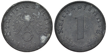 Германия 1 рейхспфенниг 1941 A KM 97, J. 369 цинк 4124-213