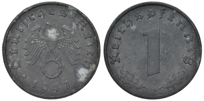 Германия 1 рейхспфенниг 1941 A KM 97, J. 369 цинк 4124-213