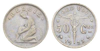 Бельгия 50 сантимов 1923 Belgie, Альберт I (1909-1934) KM 88 никель 4169-1061