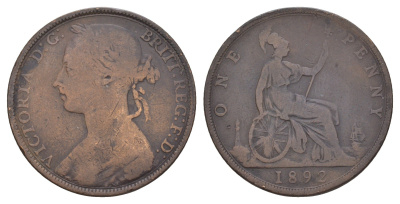 Великобритания 1 пенни 1892 Виктория (1837-1901) KM 755, Spink 3954 бронза 111-524