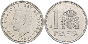 Испания 1 песета 1984 Хуан Карлос I (1975-2014) KM 821 алюминий 4551-947