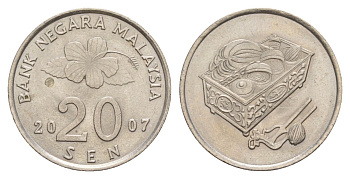 Малайзия 20 сен 2007 KM 52 медно-никель UNC 4633-242