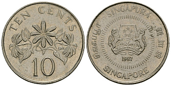 Сингапур 20 центов 1987 KM 52 медно-никель 4173-1248