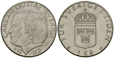 Швеция 1 крона 1982 Карл XVI Густав (1973- ) KM 852 медь плакированная медно-никелем 4171-1234