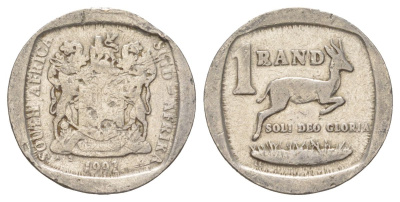 ЮАР 1 ранд 1992 KM 138 медь плакированная никелем 4627-245