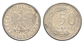 Польша 50 грошей 2009 Y 281 медно-никель 4626-354