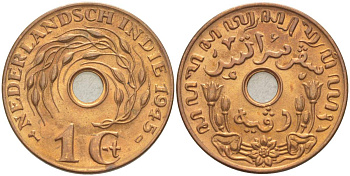 Нидерландская Восточная Индия 1 цент 1945 D KM 317 бронза 4525-541