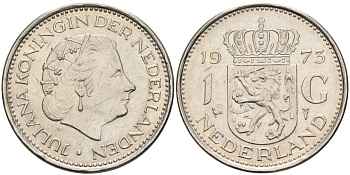 Нидерланды 1 гульден 1973 Юлиана (1948-1980) KM 184a никель 4171-122