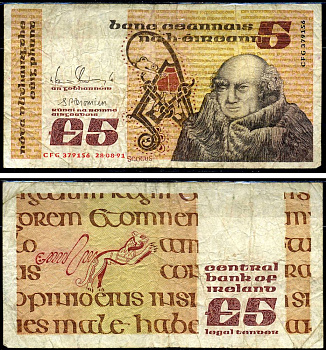 Ирландия 5 фунтов 1991 Pick 71e бумага 8564-11-3-1