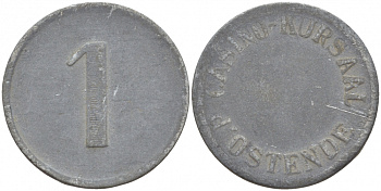 ИСПАНИЯ ЖЕТОН ND ФИШКА КАЗИНО, CASINO-KURSAAL OSTENDE цинк 4544-1033