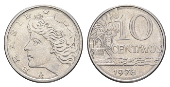 Бразилия 10 сентаво 1978 KM 578.1a нержавеющая сталь UNC 4644-439
