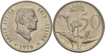 ЮАР 50 центов 1976 Якобус Йоханнес Фуше, Зантедеския (калла) KM 96 никель 32-1123