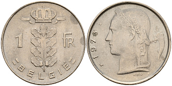 Бельгия 1 франк 1973 Belgie KM 143.1 медно-никель  UNC  4187-155
