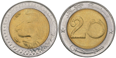 Алжир 20 динаров 1996 KM 125 биметалл UNC 4619-312