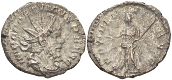 Римская Империя (императоры в Галлии) антониниан 260 - 269 Постум. IMP C POSTVMVS P F AVG / PROVIDENTIA AVG, Провиденция, держащая скипетр и сферу, Колония Агриппины, Good Very fine RIC 323 биллон 1073-13-53