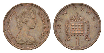 Великобритания 1 пенни 1971 Елизавета II (1952-2022) KM 915, Spink 4237 (B1) бронза 4615-247