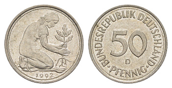 Германия 50 пфеннигов 1992 D KM 109.2, J. 384a медно-никель 4630-231