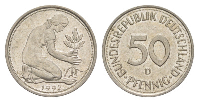 Германия 50 пфеннигов 1992 D KM 109.2, J. 384a медно-никель 4630-231