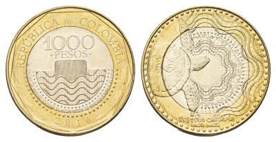Колумбия 1000 песо 2016 KM 299 биметалл UNC 4165-344