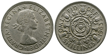 Великобритания 2 шиллинга (флорин) 1963 Елизавета II (1952-2022) KM 906, Spink 4146 медно-никель 4382-426