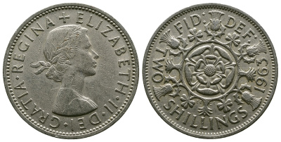 Великобритания 2 шиллинга (флорин) 1963 Елизавета II (1952-2022) KM 906, Spink 4146 медно-никель 4382-426