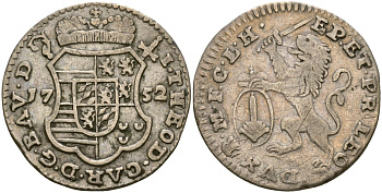 Нидерланды Австрийские 2 эскалинса 1752 KM 16 серебро 272-1031