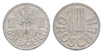 Австрия 10 грошей 1975 KM 2878 алюминий 4147-267