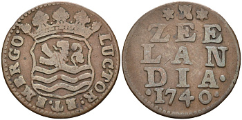 Зеландия (Zeeland), Нидерланды 1 дуит 1740 KM 81 медь 4577-145