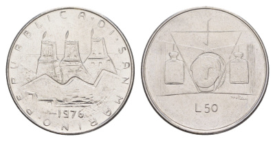 Сан-Марино 50 лир 1976 Республика KM 56 нержавеющая сталь UNC 4648-237