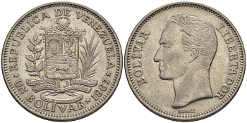 Венесуэла 1 боливар 1967 Симон Боливар KM 42 никель 31-532