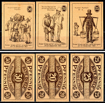 Гамбург (Гамбург) набор из 3 нотгельдов 1921 7556-74-3-2