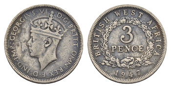 Британская Западная Африка 3 пенса 1947 KM 21 медно-никель 4636-213