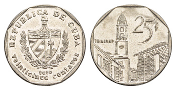 Куба 25 сентаво 2000 площадь в Тринидаде KM 577.2 сталь плакированная никелем 4646-421