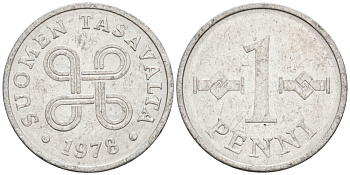 Финляндия 1 пенни 1978 KM 44а алюминий 192-1266