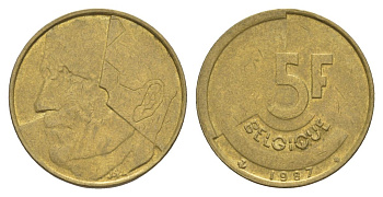 Бельгия 5 франков 1987 Belgique, Бодуэн I (1951-1993) KM 163 медь алюминий никель 4633-837