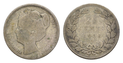 Нидерланды 25 центов 1906 Вильгельмина (1890-1948) KM 120.2 серебро    4658-1119