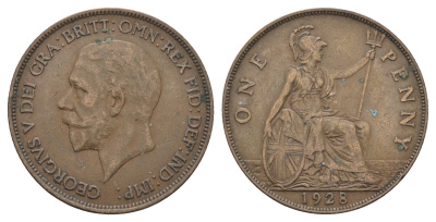 Великобритания 1 пенни 1928 Георг V (1910-1936) KM 838, Spink 4055 бронза 4661-716