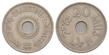 Британская Палестина 20 милей 1927 KM 5 медно-никель 413-1132
