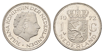 Нидерланды 1 гульден 1972 Юлиана (1948-1980) KM 184a никель UNC 4671-1024